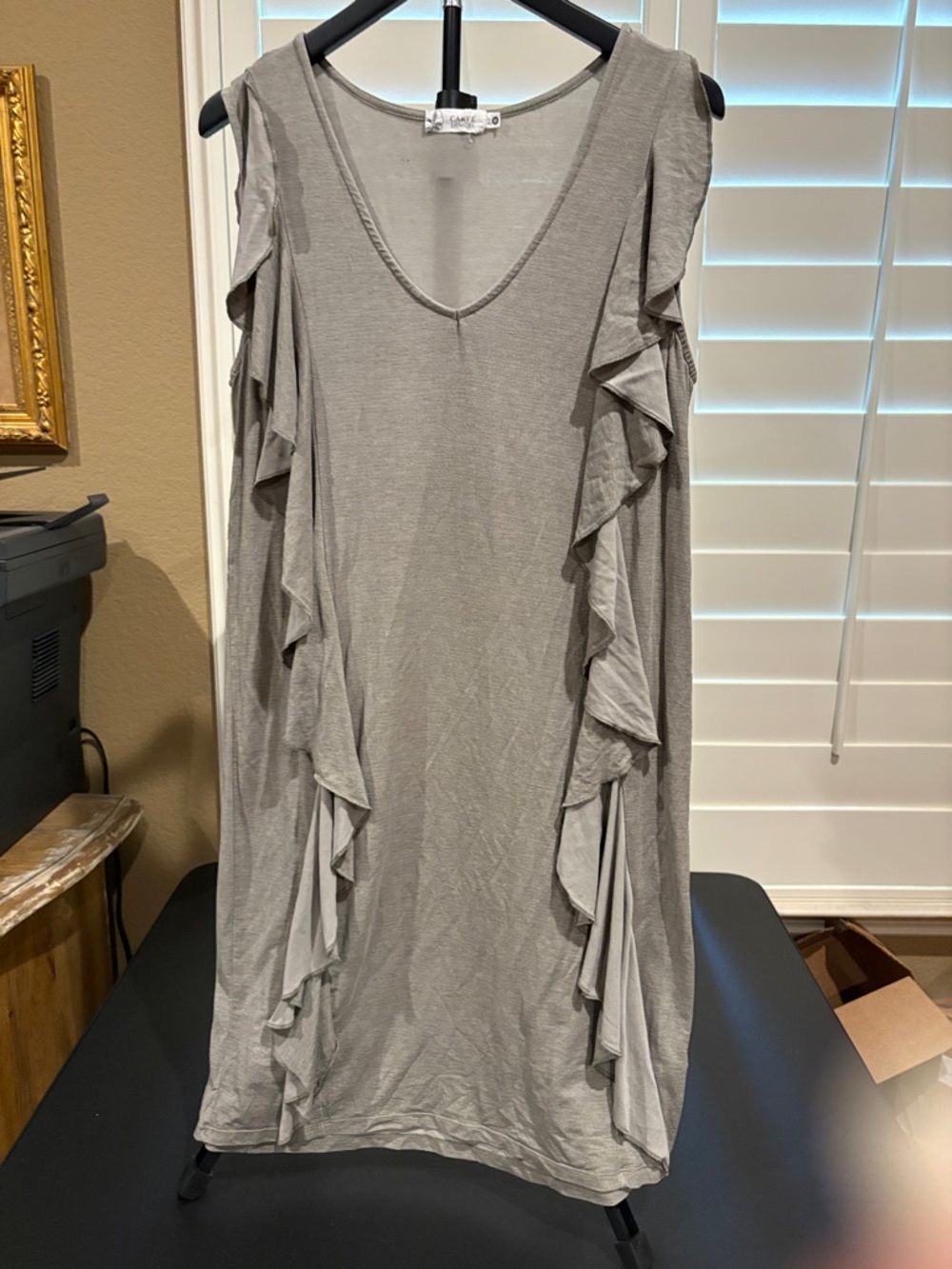 Carve Designs Gray Ruffle Midi Dress